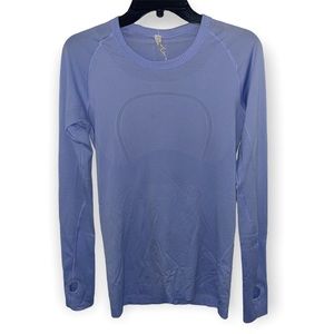 lululemon periwinkle light blue long sleeve swiftly tech (size 8)